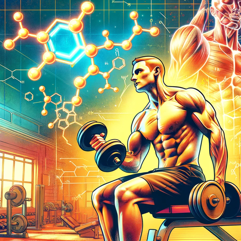 DALL·E 2023-12-03 22.17.47 - An illustration representing the concept of peptides in bodybuilding