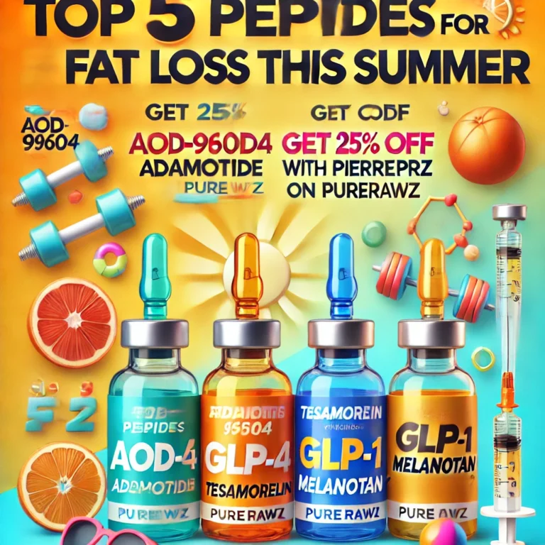 DALL·E 2024-06-19 19.21.36 - An eye-catching promotional image highlighting the top 5 peptides for fat loss this summer