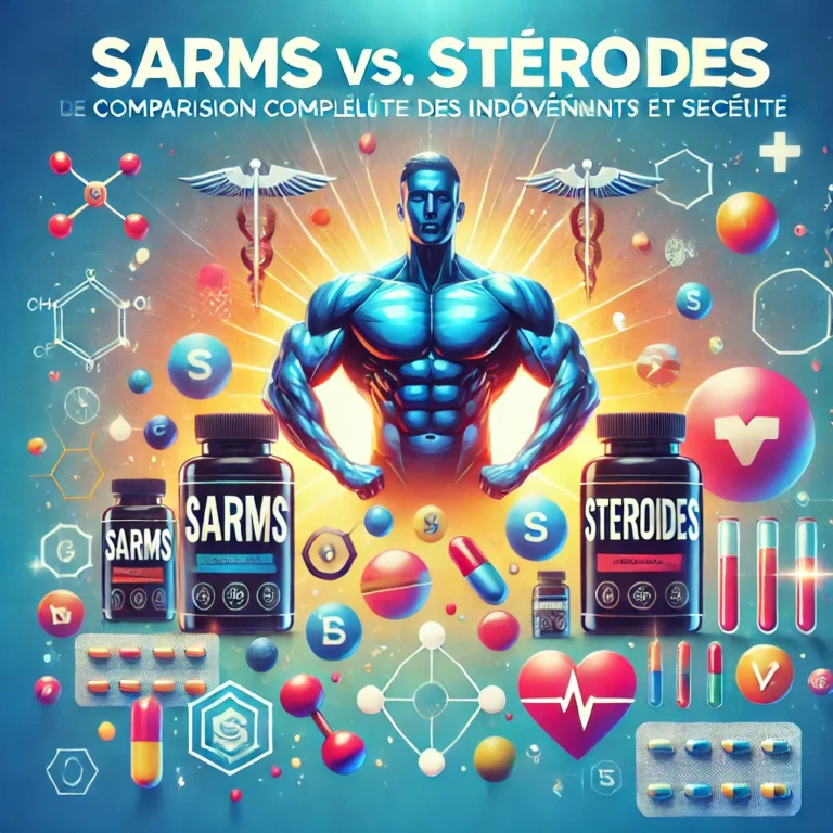DALL·E 2024-07-07 15.46.42 - A visually appealing cover image for an article titled 'SARMs vs. Stéroïdes _ Comparaison Complète des Avantages, Inconvénients et Sécurité'