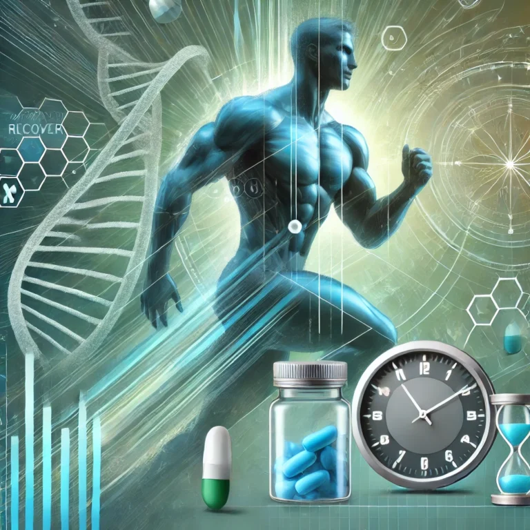 DALL·E 2024-10-06 16.38.47 - A modern and dynamic cover image representing the theme of optimizing recovery after a SARMs and peptides cycle